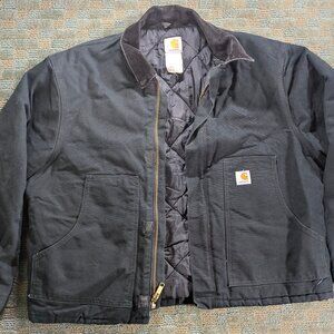 Carhartt JO2 Black Jacket Men’s Sz 46 Reg Quilted Lining Corduroy Collar XL VTG